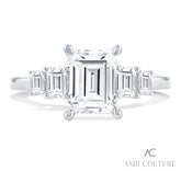 14K White Gold Five Stone Emerald Cut Diamond Semi-Mount Engagement Ring